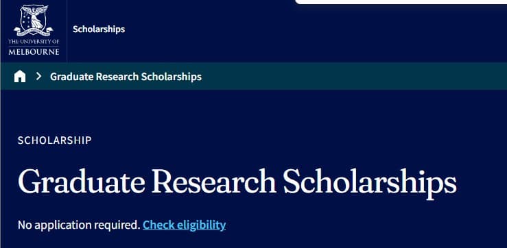 University of Melbourne Graduate Research Scholarships 2026 in Australia