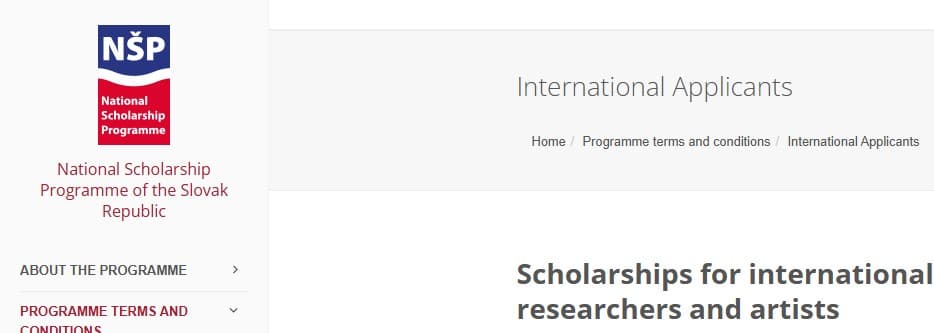 Slovakia National Scholarship Programme 2026 for International Applicants