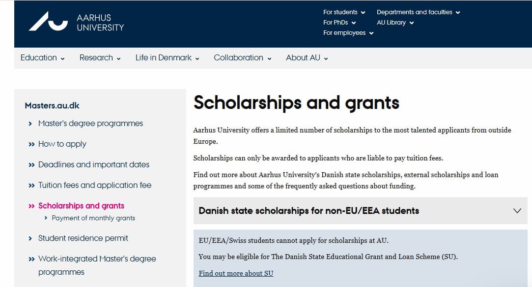 Aarhus University Danish State Scholarships 2026 — Master’s Scholarships for Non-EU Students in Denmark