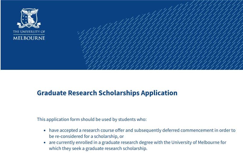 University of Melbourne Graduate Research Scholarships 2026/2027