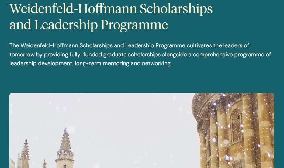 Oxford Weidenfeld-Hoffmann Scholarships and Leadership Programme 2027/2028