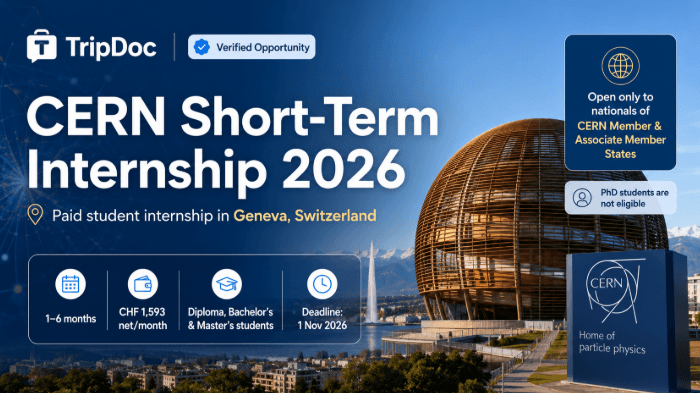 CERN Short-Term Internship 2026 in Geneva, Switzerland