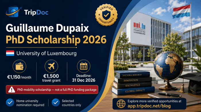 Guillaume Dupaix International PhD Scholarship 2026 – University of Luxembourg