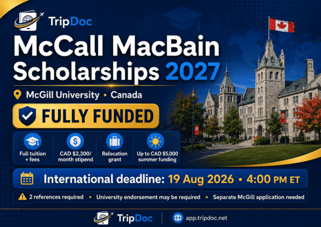 McCall MacBain Scholarships 2027 at McGill University